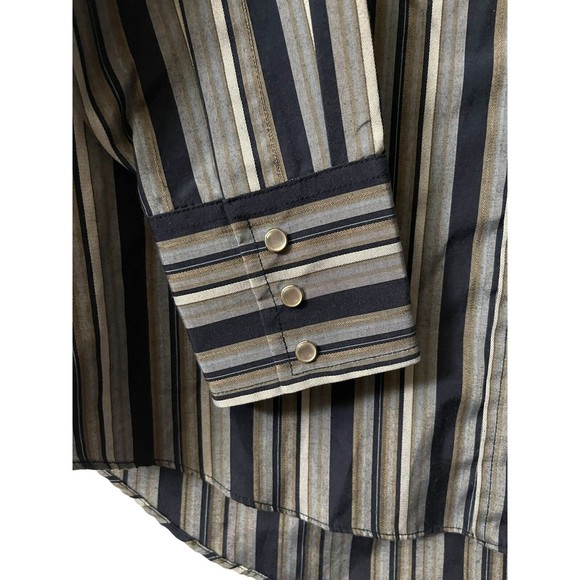 Plains Western Ware Shirt Pearl Snap Brush Popper Long Sleeve Men's Medium Blue - Picture 7 of 9